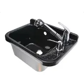 Aqbau Set Ausgussbecken 50cm Waschbecken Schwarz inkl. Ausziehbare Einhandmischer