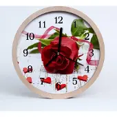 Tulup Holzuhr 30fi cm wanduhr - Rose Blumen