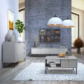 Lomadox Wohnmöbel Set grau IPSWICH-166 modern 3-teilig