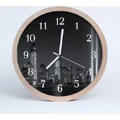 Tulup Holzuhr 30fi cm wanduhr - Schwarz-Weiß-Stadt