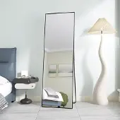ProximaX Standspiegel 162x53cm Ganzkörperspiegel Schwarz Aluminium Rahmen Spiegel Ankleidespiegel