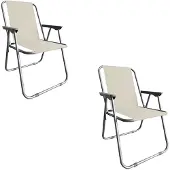 Linder Exclusiv GmbH Campingstuhl Anglersessel Gartenstuhl Sessel mit Armlehne beige 2er Set