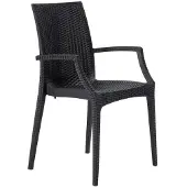 GRANDSOLEIL Gartenstühle in Rattanoptik mit Armlehnen Grand Soleil Bistrot Arm - Anthrazit