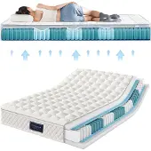 Youjia Federkernmatratze, 7 Zonen Kaltschaum Matratze, Taschenfederker, 160x200cm, 100% schadstoff, versteppter Mikrofaserbezug-Topping
