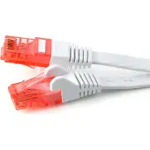 CSL-Computer 30m Flachband Netzwerkkabel Cat6, weiß/rot