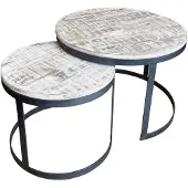 Abato Couchtisch 2er Set Beistelltisch Wohnzimmertisch Austin weiß gekälkt