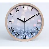 Tulup Holzuhr 25fi cm wanduhr - schwarze Spitzen - glänzender Hintergrund