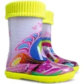 Demar Kinder Gummistiefel Gefüttert Regenstiefel mit Einlage Hipie Reflektiernd 34/35