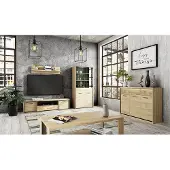 Lomadox Wohnzimmermöbel Set 5-teilig modern in Eiche MEGARA-161