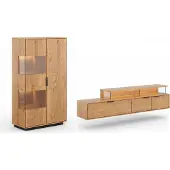 Feldmann-Wohnen Wohnwand Tirano Wohnzimmer-Set Massivholz geölt Ausführung wählbar,Vitrine, Lowboard,Eiche Natur