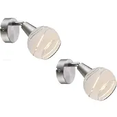 Globo Lighting 2er Set LED Wandleuchten Lampenschirm Glas, Wandlampen Strahler Wohnzimmer Flur