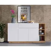 Wójcik Kommode "Bristol" Sideboard 163cm weiß Evoke Eiche 3-türig