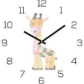 Levandeo Wanduhr Zootiere 30x30cm Glas Giraffe Kinder Uhr Glasbild Tiermotiv Wanddeko