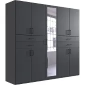 Wimex Kleiderschrank Taiga Drehtürenschrank mit Spiegel 225x58x210cm graphit (18891)
