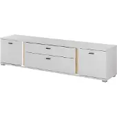 Lomadox Lowboard 200 cm breit weiß mit Eiche LOVENO-61