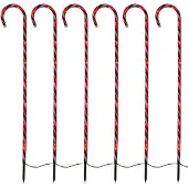 Gartenpirat Lichterkette 6er-Set Zuckerrohrstab 100 cm Zuckerstange je 10 LED rot Gartenstäbe
