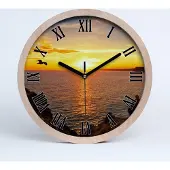 Tulup Holzuhr 20fi cm wanduhr - schwarze Spitzen - Meer Sonnenuntergang
