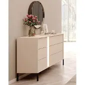 Meble Laski Kommode Schubladenkommode Dast 137x39,5x81cm beige mit LED-Beleuchtung