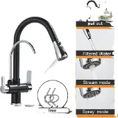 OEM Küchenarmatur, Dual-Handle-Design, Ausziehbare Sprühfunktion, Schwarzes Chrom
