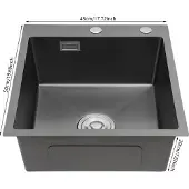 OEM Edelstahlküchenspüle, 50 kg Tragfähigkeit, Zweiloch-Design, 50*45*20 cm, schwarz