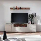 Lomadox Wohnwand grau LIEZEN-05 modern in Eiche 2-teilig mit Fernsehschrank