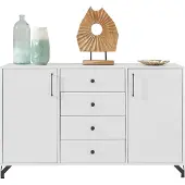 Lomadox Sideboard mit 4 Schubkästen weiß BEND-133
