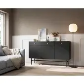 Generisch Kommode DIVA 3D2SZ Sideboard Schrank Highboard (Schwarz matt)