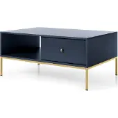 Lomadox Couchtisch in blau, Fußgestell goldfarben, MALAGA-160