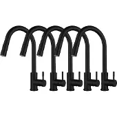 OEM Ausziehbare Küchenarmatur, Edelstahl, drehbares Design, Schwarz-5Stück