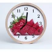 Tulup Holzuhr 30fi cm wanduhr - Erdbeer-Frucht
