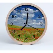 Tulup Holzuhr 20fi cm wanduhr - Mohnfeld Blumen