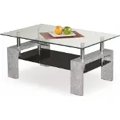 Halmar Glas Konferenztisch Diana Einführung - Beton / transparent / schwarz