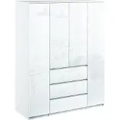 Markenlos Kleiderschrank Mehrzweckschrank Stauraumkommode Hochschrank Weiss hochglanz