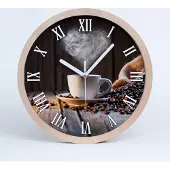 Tulup Holzuhr 25fi cm wanduhr - weiße Spitzen - Tasse Kaffee