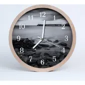 Tulup Holzuhr 30fi cm wanduhr - Coast Schwarzweiss