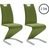 Möbelando Schwingstuhl Esszimmerstuhl Schwingstühle Freischwinger "Pupik I" (2er Set) Olive