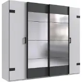 Wimex Dreh-/Schwebetürenschrank Stockholm Kleiderschrank 225x65x210cm weiß graphit (18881)