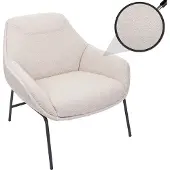 Mendler Lounge-Sessel HWC-J77, Cocktailsessel Sessel, Bouclé Stoff Metall creme-beige