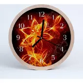 Tulup Holzuhr 20fi cm wanduhr - Feuer-Blumen-Kunst
