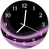 Tulup Glasuhr Wanduhr Küchenuhr Echt-Glas 30fi cm Abstrakte Linien violett