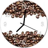 Tulup Glasuhr Wanduhr Küchenuhr Echt-Glas 30fi cm Kaffeebohnen braun