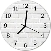 Tulup Glasuhr Wanduhr Küchenuhr Echt-Glas 30fi cm Ziegel weiß