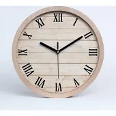 Tulup Holzuhr 25fi cm wanduhr - schwarze Spitzen - Holzuntergrund