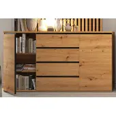 Feldmann-Wohnen Kommode Naxos Sideboard 151x40x86cm artisan eiche schwarz matt