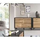 Feldmann-Wohnen Kommode Diamond Sideboard 103,5cm Evoke Oak schwarz