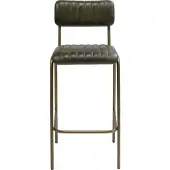 Trademark living Barhocker Diner mit gestepptem Leder - Grün/Messing