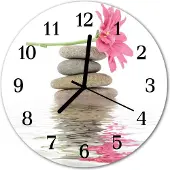 Tulup Glasuhr Wanduhr Küchenuhr Echt-Glas 30fi cm Steine weiß
