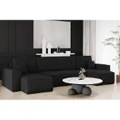 Fun-Möbel Wohnlandschaft Schlafsofa Sofa MARIS Stoff Poso Schwarz
