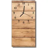 Tulup Glasuhr Wanduhr Küchenuhr Echt-Glas 30x60 Holzplatten Beige
