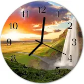 Tulup Glasuhr Wanduhr Küchenuhr Echt-Glas 30fi cm Wasserfall grün